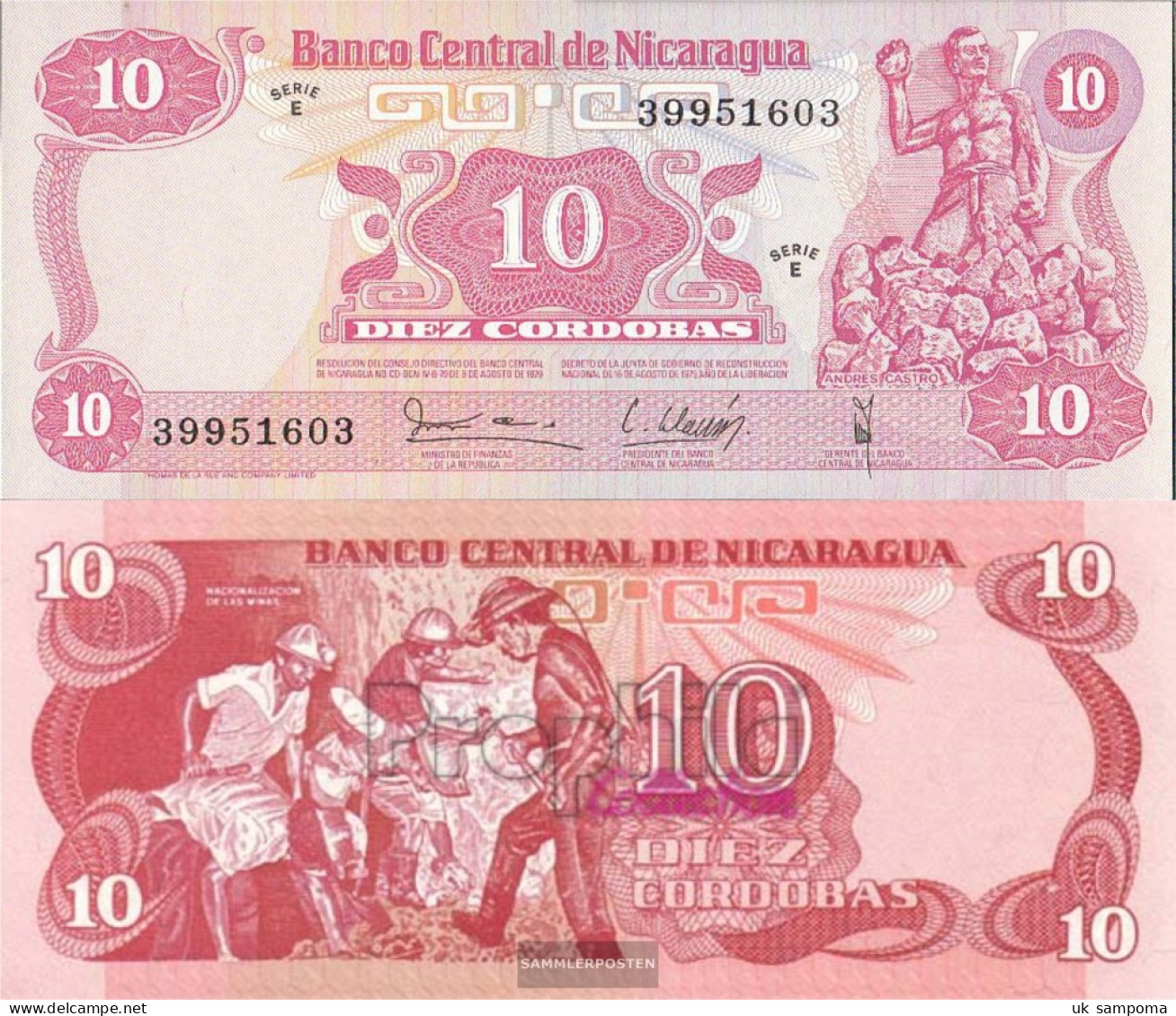 Nicaragua Pick-number: 134 Uncirculated 1979 10 Córdobas - Nicaragua