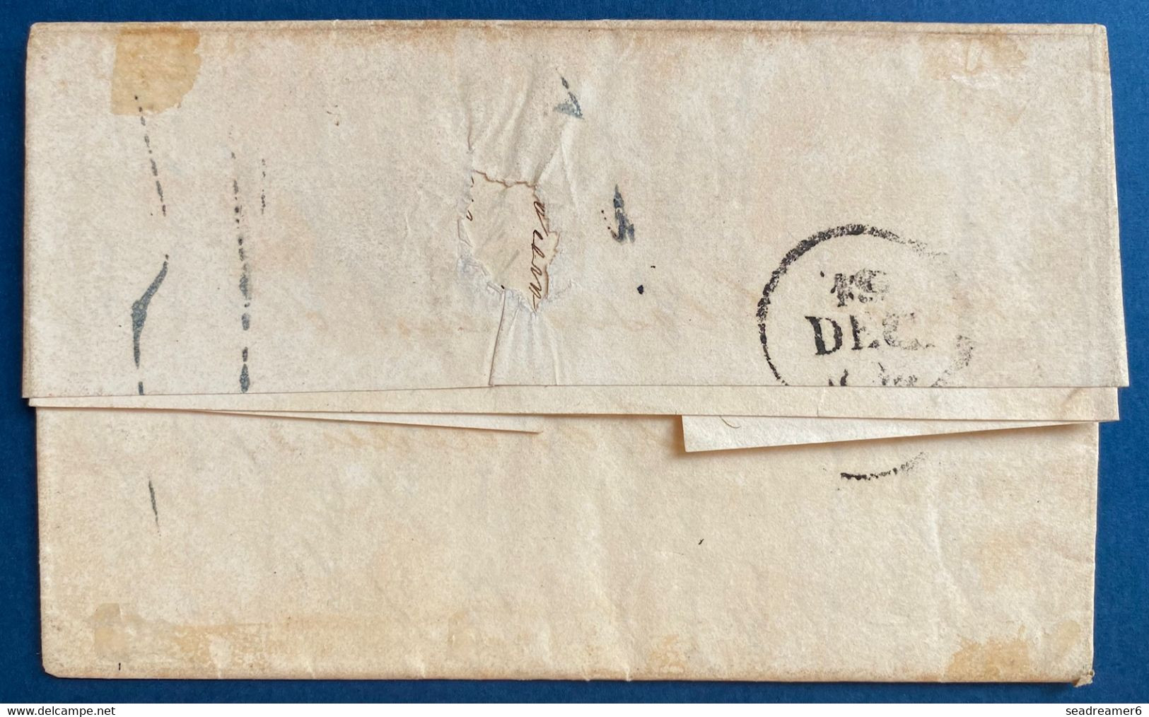 USA Lettre New York 1829  Pour Bordeaux + Griffe Entrée Rouge "Pays D'outremer Par Le Havre" + Dateur A En Rouge !! - …-1845 Prefilatelia