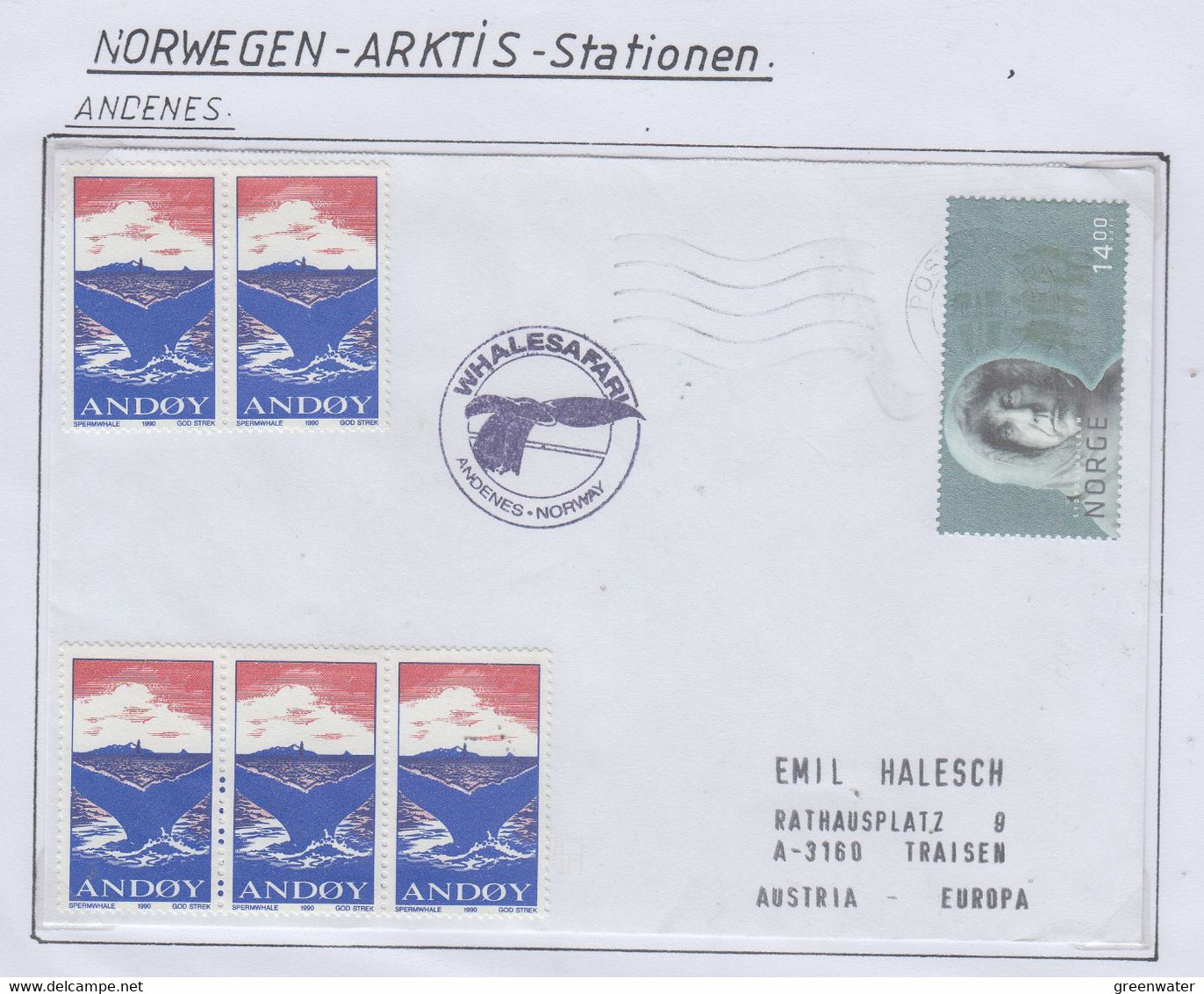 Norway Andenes/Andoya Cover Whale Safari Ca  Posten Norge (NI166) - Arctic Tierwelt