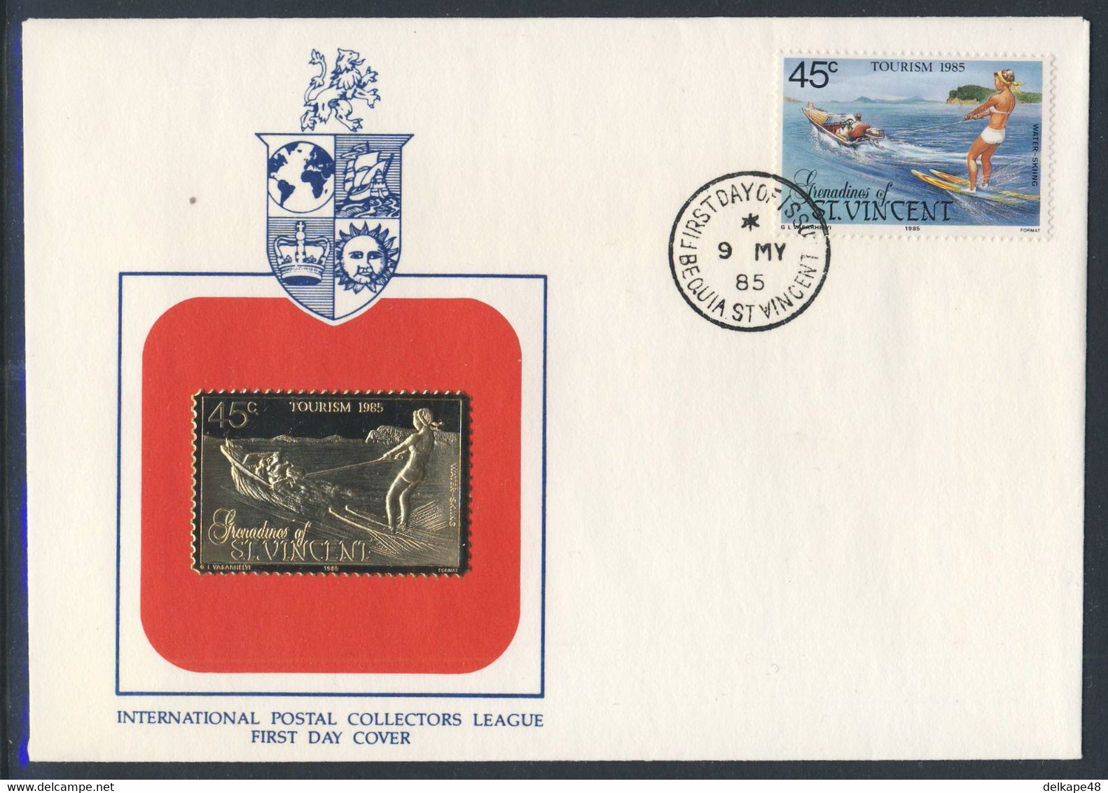 Grenadines Of St. Vincent 1985 FDC Mi 398 SG 387 - Golden Stamp - Water-skiing / Wasserskifahren / - Sci Nautico