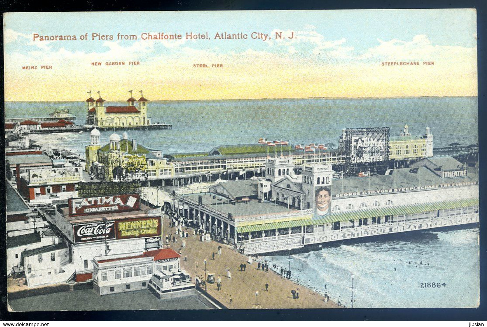 Cpa Des Usa Atlantic City -- Panorama Of Piers From Chalfonte Hôtel  FEV22-92 - Atlantic City