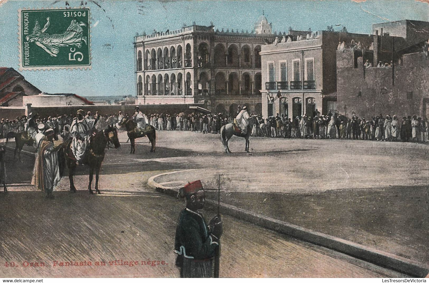 CPA Algérie - Oran - Fantasia Au Village Negre - Edition Aqua Photo L V S - Oblitéré à St Junien En 1908 - Oran