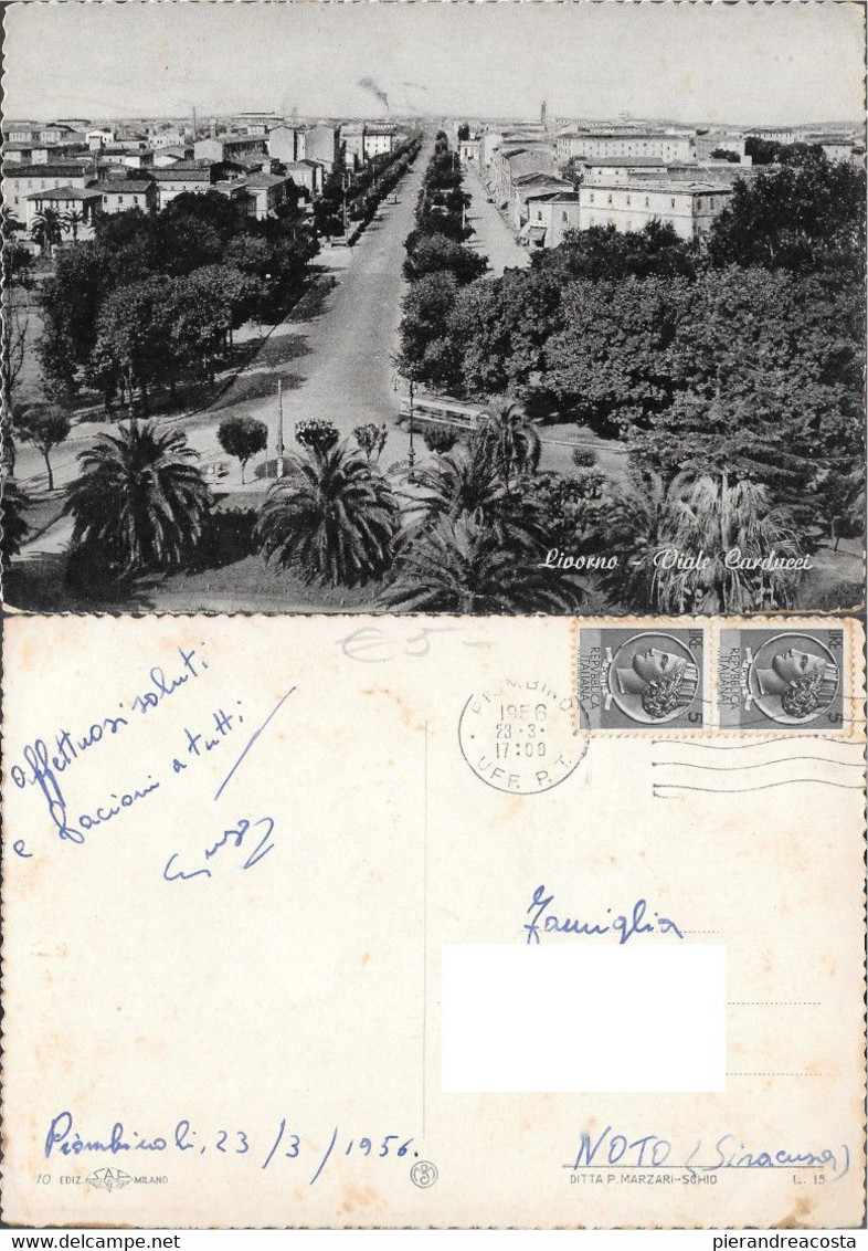 Livorno Viale Carducci. Viaggiata 1956 - Livorno