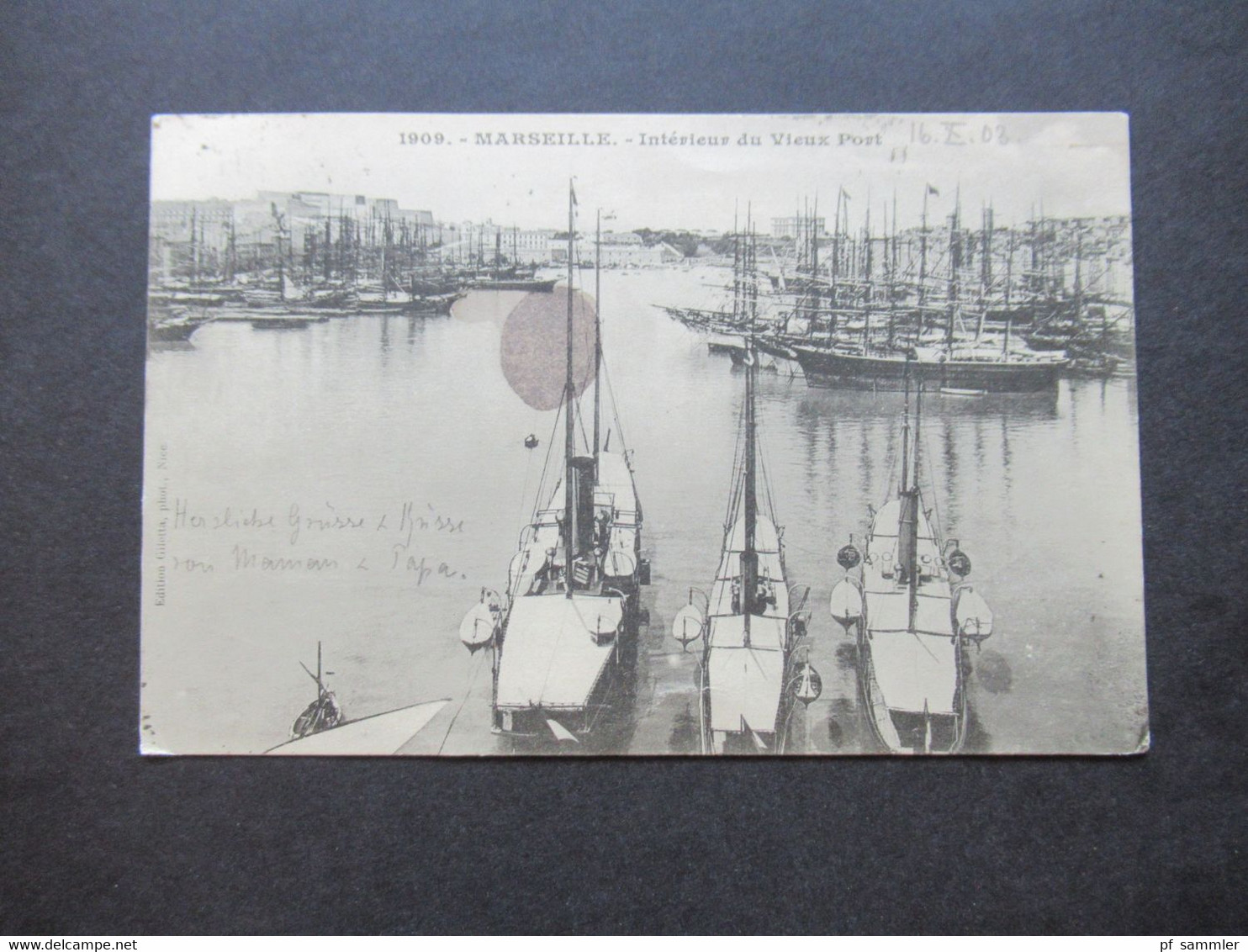 Frankreich 1903 Sage MiF Mit Allegorie PK Marseille Port Mit Segelbooten Auslands PK In Die Schweiz Nach Lavey - Village - Segelboote