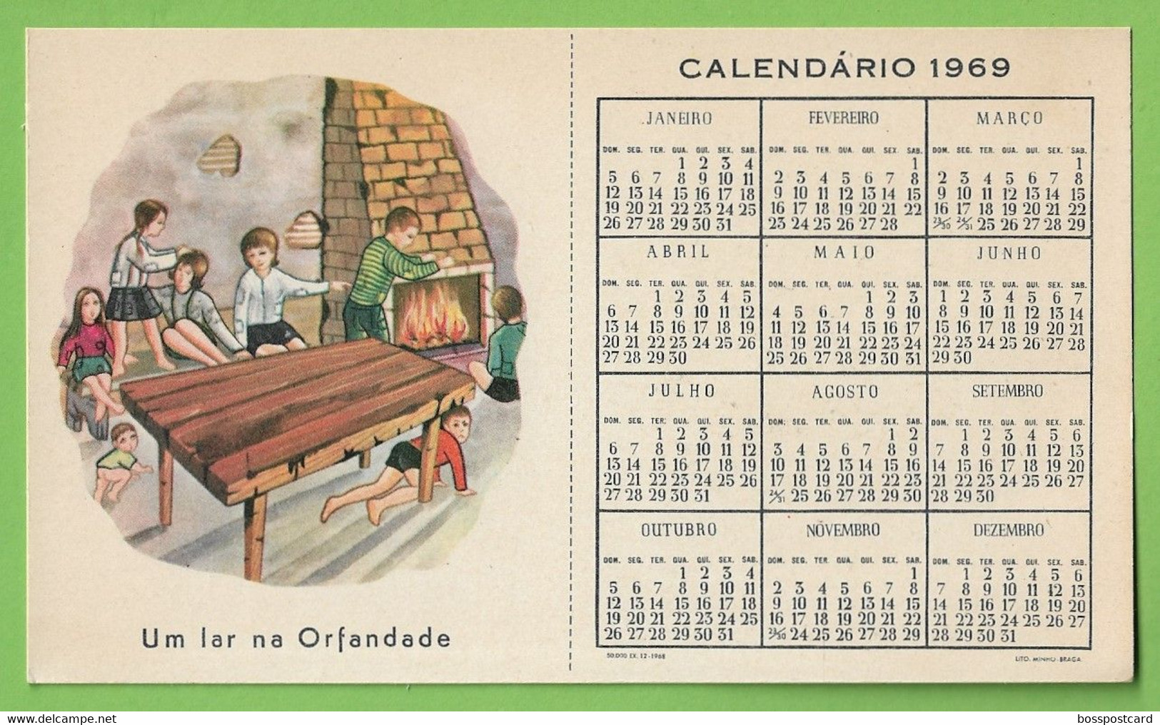 Braga - Calendário De 1969 Do Centro Social De Ruílhe - Calendar - Portugal - Grand Format : 1961-70