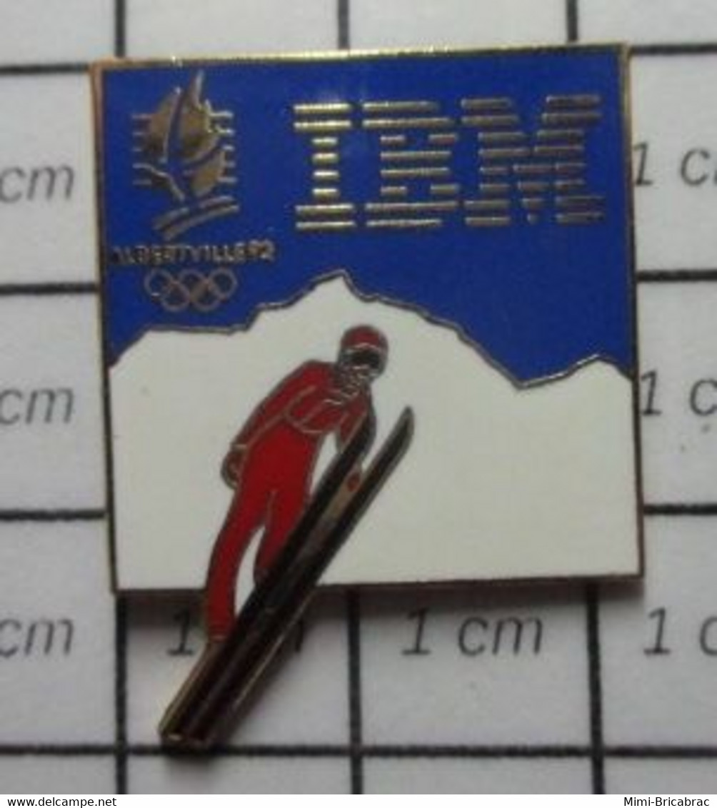 SP10 Pin's Pins / Rare Et De Belle Qualité !!! THEME JEUX OLYMPIQUES / ALBERTVILLE 92 SAUT A SKIS IBM - Jeux Olympiques