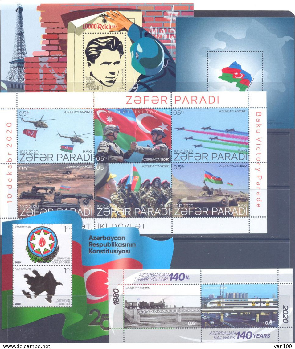 2020. Azerbaijan, Complete Year Set 2020, 22v + 9s/s + 2 Sheetlets + Booklet, Mint/** - Azerbaïjan