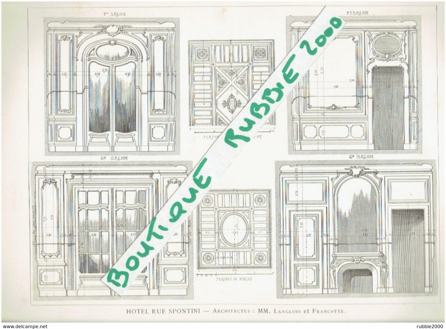 2 PLANS DESSIN 1899 PARIS 16° HOTEL 48 RUE SPONTINI ARCHITECTES LANGLOIS ET FRANCOTTE - Paris