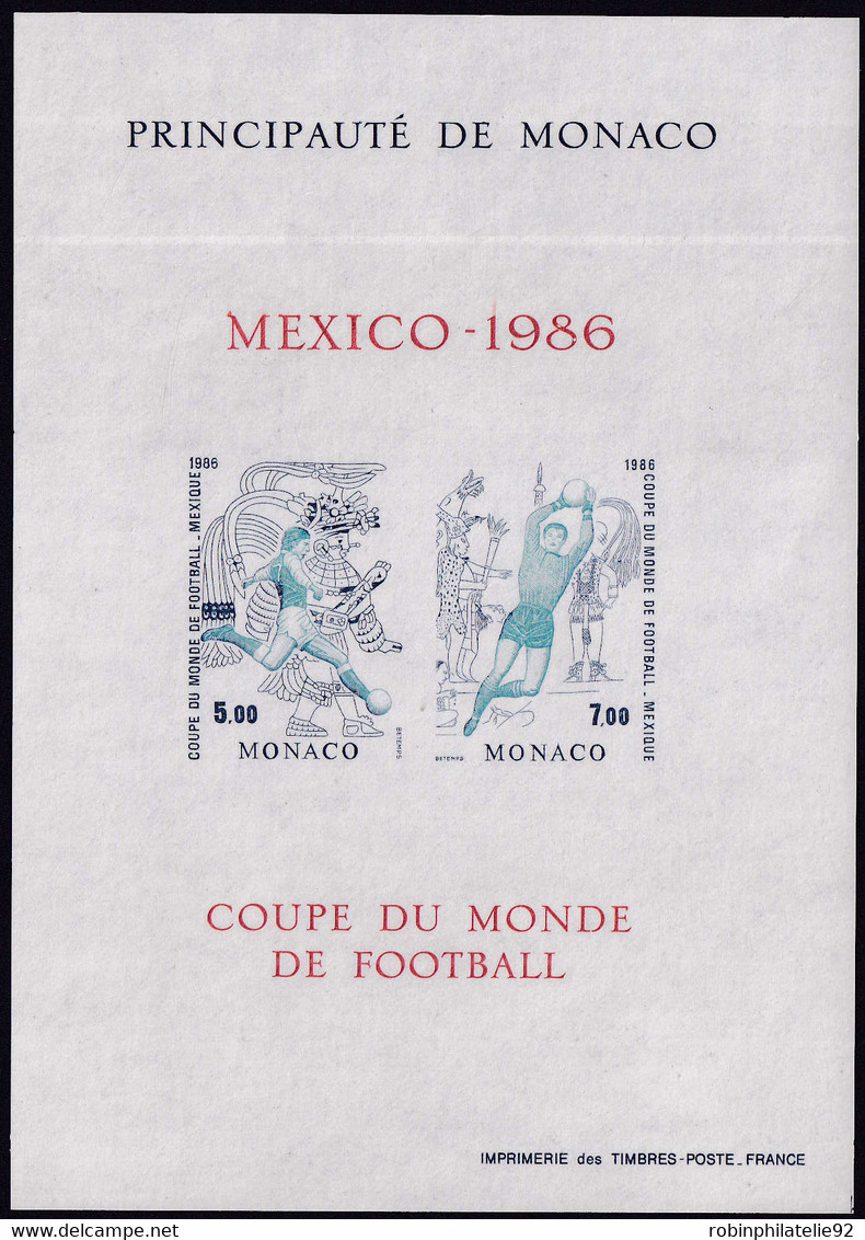 Monaco Blocs Et Feuillets Non Dentelés Et Essais De Couleur N°35 Mexico 1986 Coupe Du Monde De Football Bloc Essai De Co - 1986 – Mexico