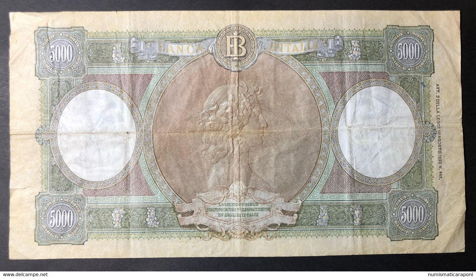 5000 LIRE REGINE DEL MARE SERIE SOSTITUTIVA W162 23 03 1961 R3 RRR Bel Biglietto Naturale Taglietto E Fori Lotto 3804 - 5.000 Lire