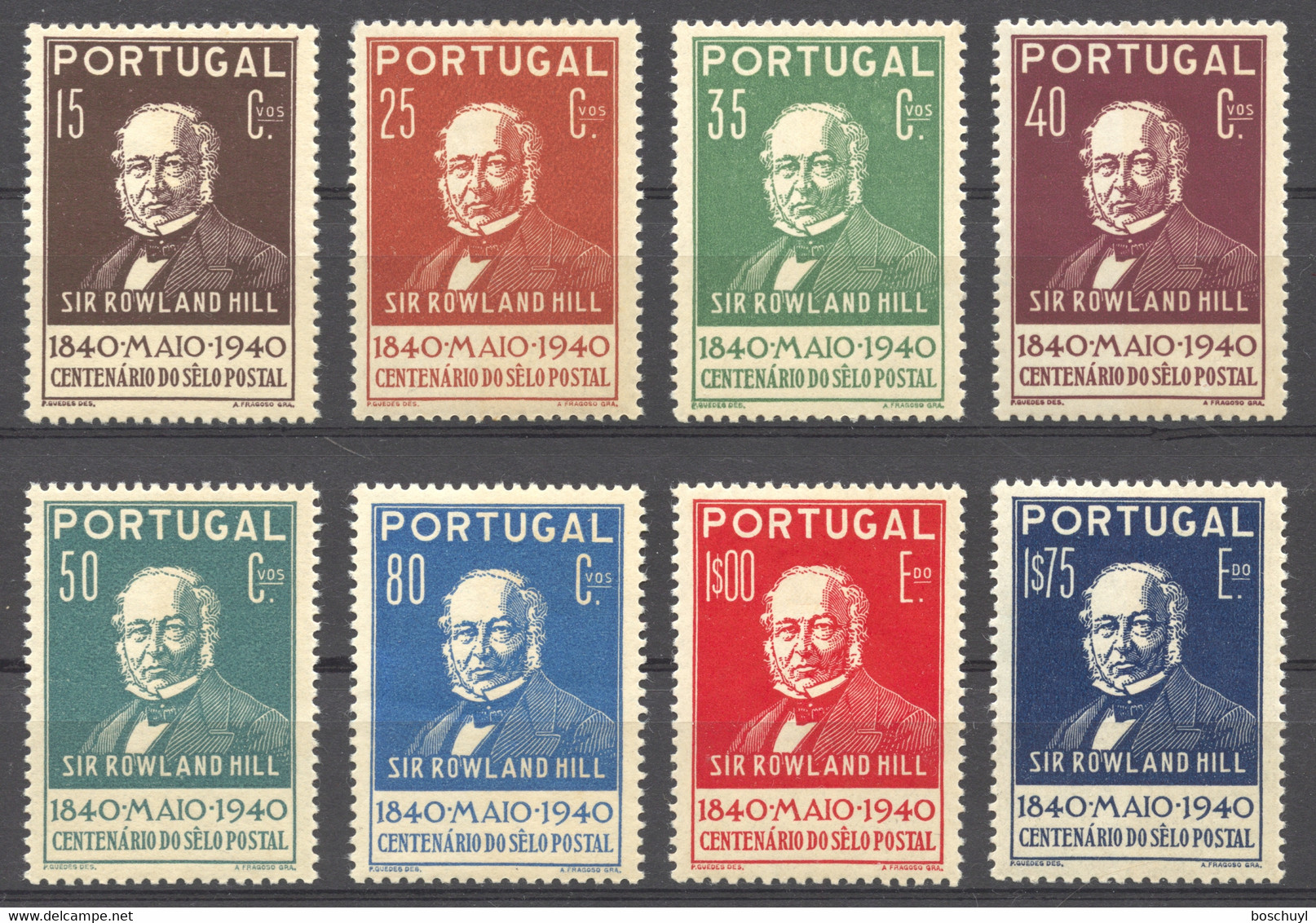 Portugal, 1940, Sir Rowland Hill, Stamp Centenary, UPU, MNH, Michel 622-629 - Neufs