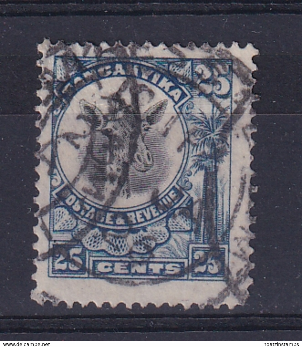 Tanganyika: 1925   Giraffe    SG91     25c  Blue  Used - Tanganyika (...-1932)