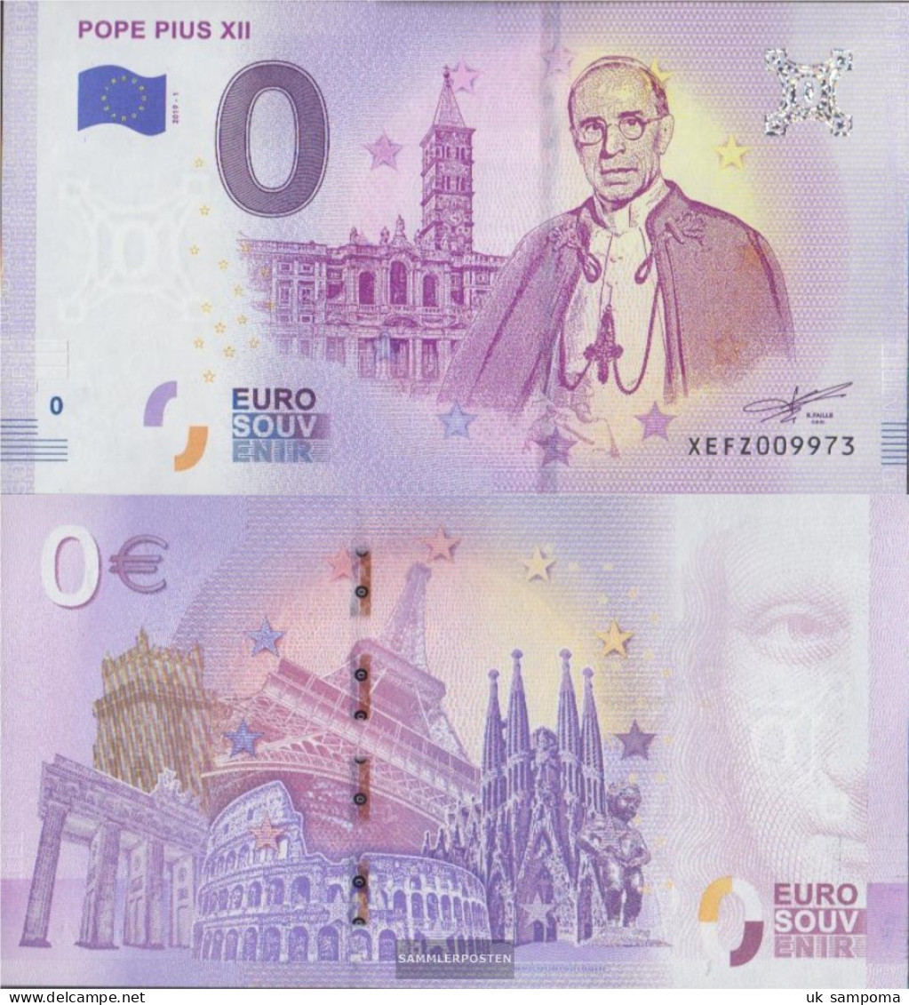 Vatikanstadt Souvenirschein Pope Pius XII. Uncirculated 2019 0 Euro Pope Pius XII. - Vaticaanstad