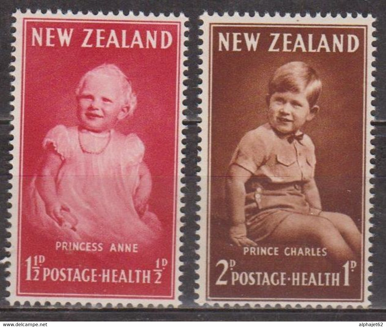 Enfance - NOUVELLE ZELANDE -  Princesse Anne, Prince Charles - N° 315-316 ** - 1952 - Nuevos