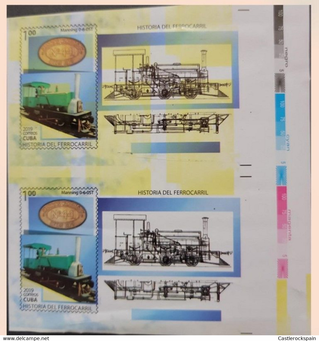 O) 2019 CUBA, IMPERFORATE,  RAILWAY HISTORY, LOCOMOTIVE, MANNING 0-6-OST, MNH - Ongetande, Proeven & Plaatfouten