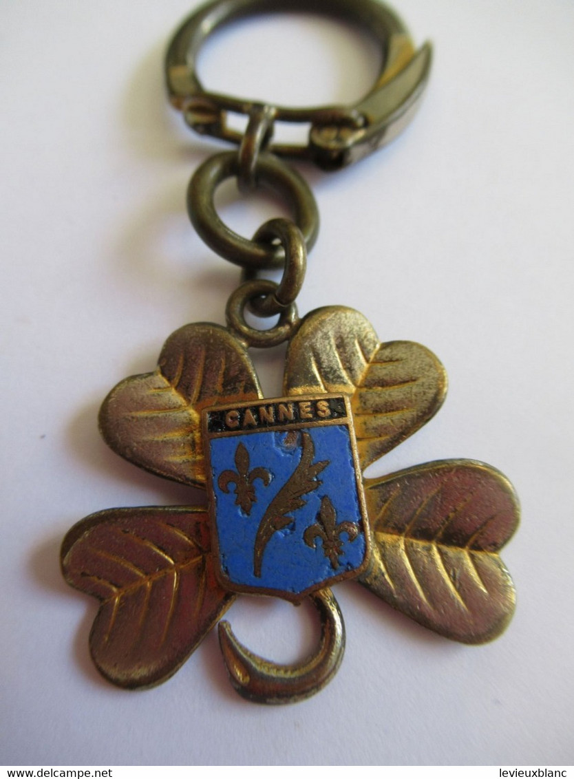 Porte-Clés Publicitaire Ancien/Porte-Bonheur Souvenir/ CANNES/Trèfle à  4 Feuilles/avec Blason /Vers 1960-1970    POC544 - Key-rings