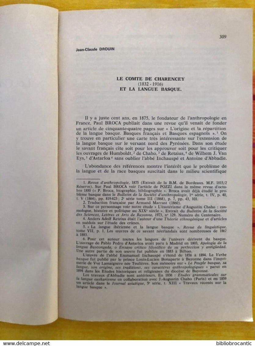 * LE COMTE DE CHARENCEY * (1832-1916) Et LA LANGUE BASQUE Par Jean-Claude DROUIN - Baskenland