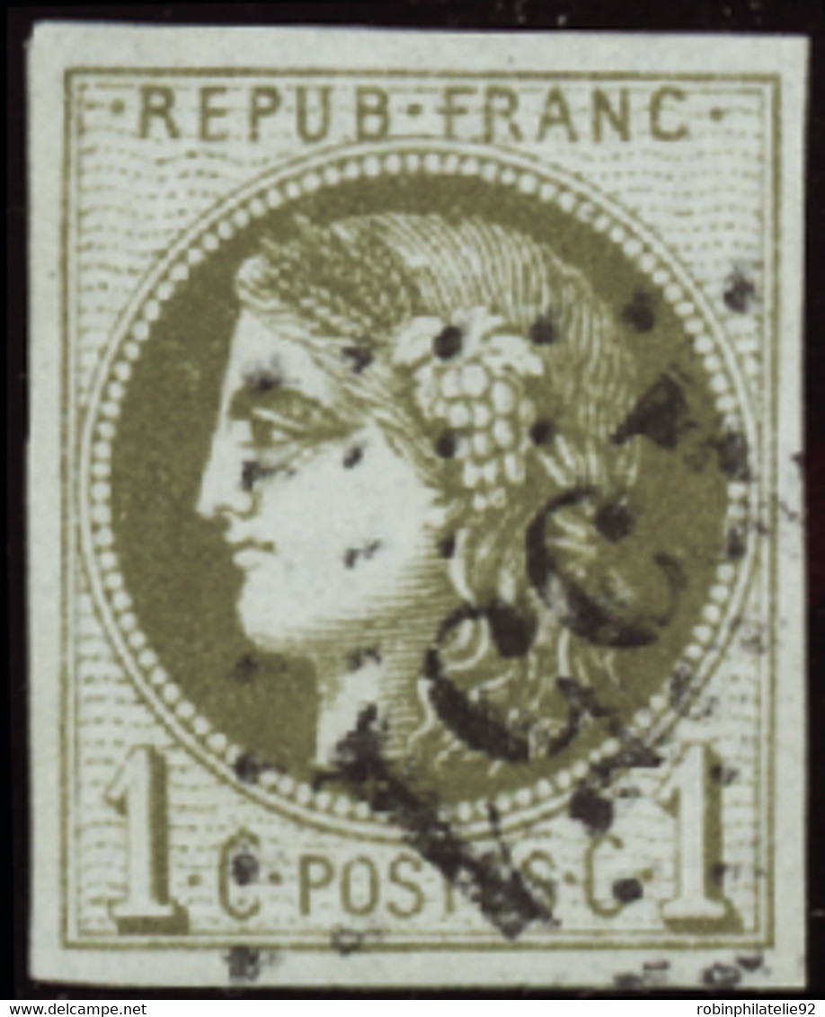 FRANCE  1849/1900 N°39 C 1c Olive TB  Qualité:OBL Cote:175 - 1870 Emission De Bordeaux