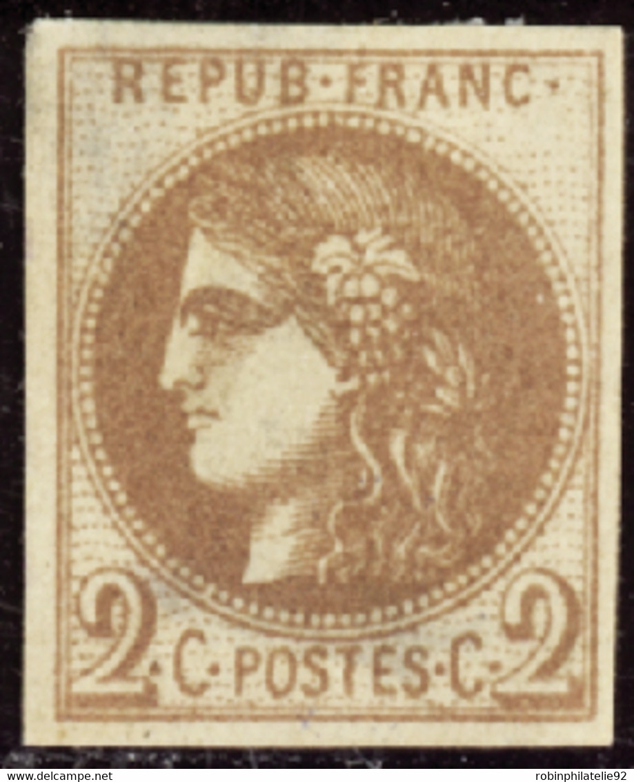 FRANCE  1849/1900 N°40A 2c Chocolat (aminci) Qualité:(*) Cote:1700 - 1870 Emission De Bordeaux