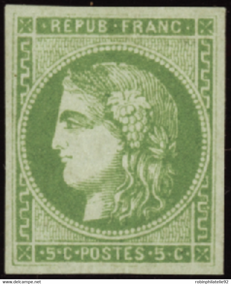 FRANCE  1849/1900 N°42B 5c Vert-jaune Qualité:* Cote:370 - 1870 Emission De Bordeaux