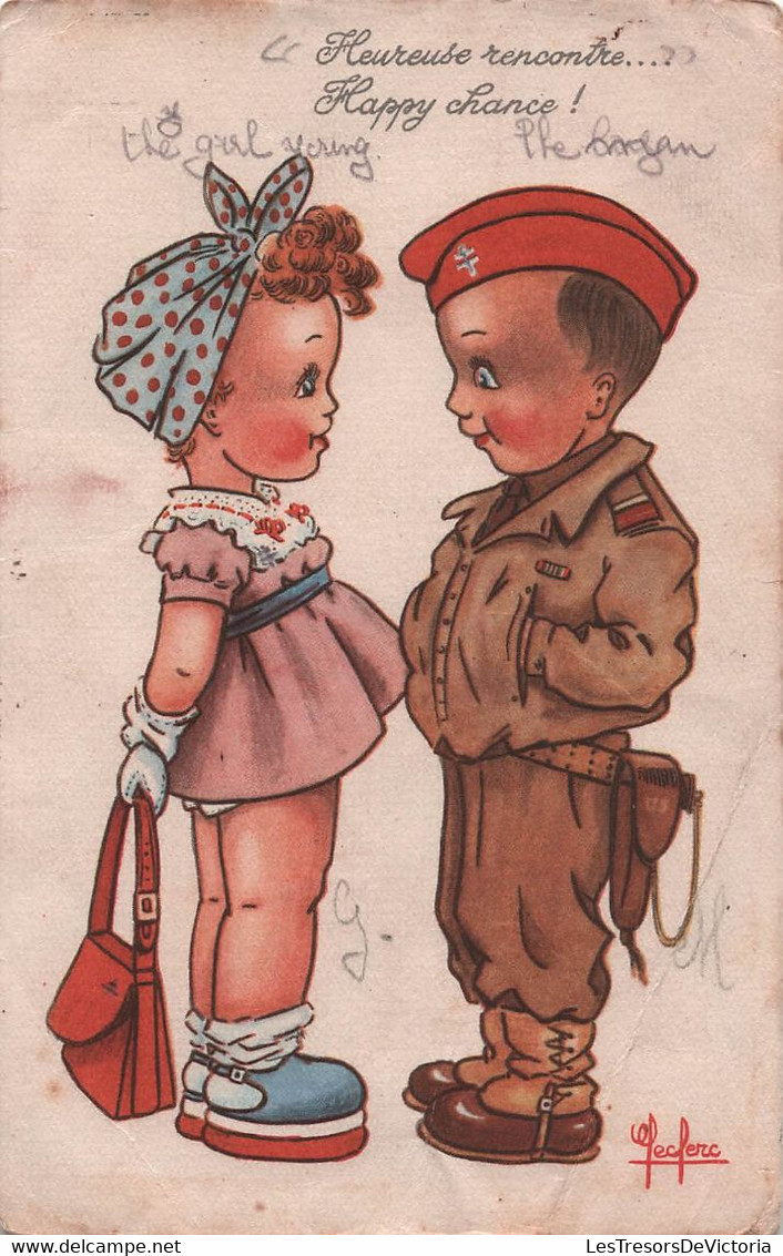 CPA  Illustrateur Leclerc - Heureuse Rencontre Happy Chance - Enfant Habillé En Militaire - Leclerc