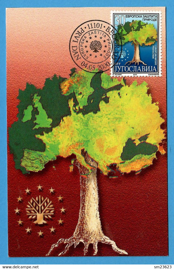 Jugoslawien  2000  Mi.Nr. 2974 , EUROPEAN NATURE PROTECTION - Maximum Card - First Day  Beograd 04.05.2000 - Cartes-maximum