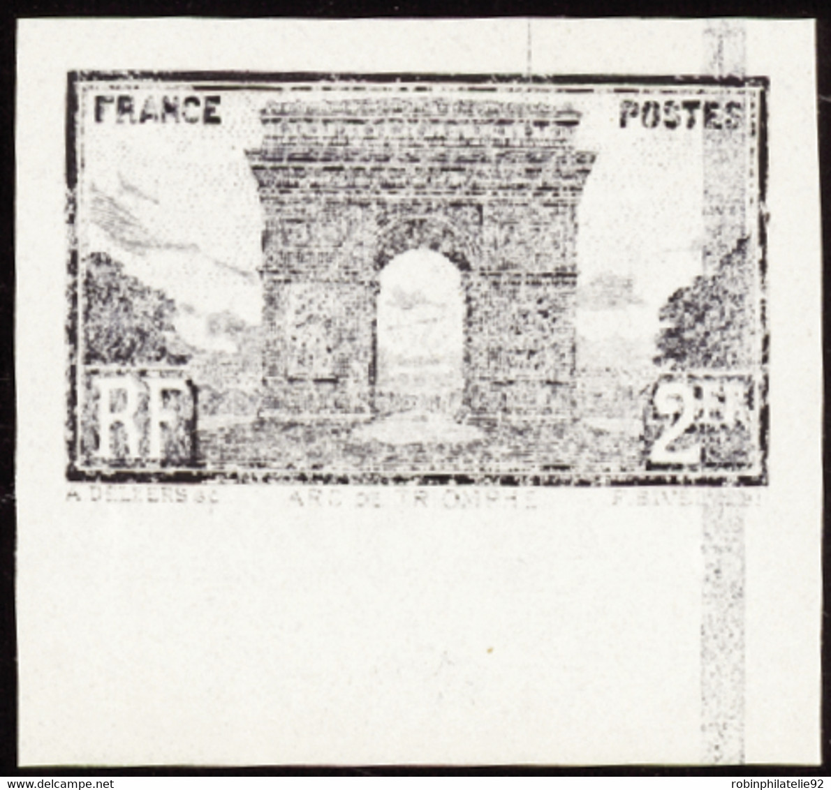 FRANCE  VARIETES N°258 2f Arc De Triomphe Non Dentelé En Noir  Qualité:** Cote:1600 - Unused Stamps