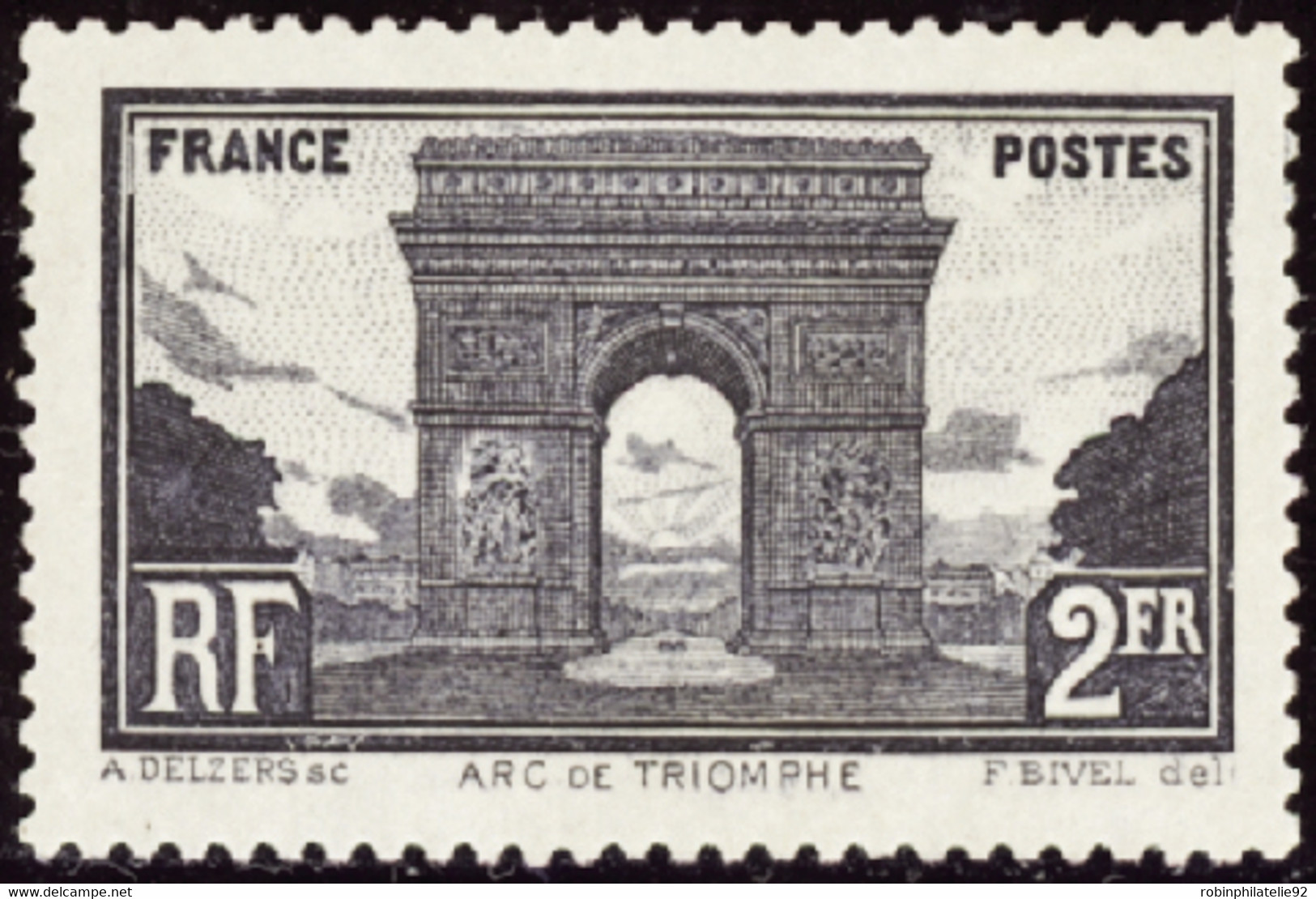 FRANCE  VARIETES N°258 A 2F Arc De Triomphe Noir Qualité:(*) Cote:1200 - Unused Stamps
