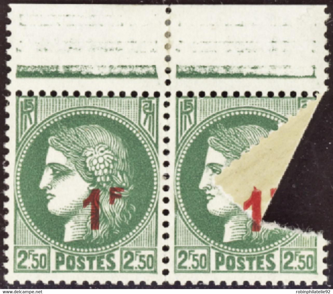 FRANCE  VARIETES N°488 Surcharge Au Verso Par Pliage Qualité:** - Unused Stamps