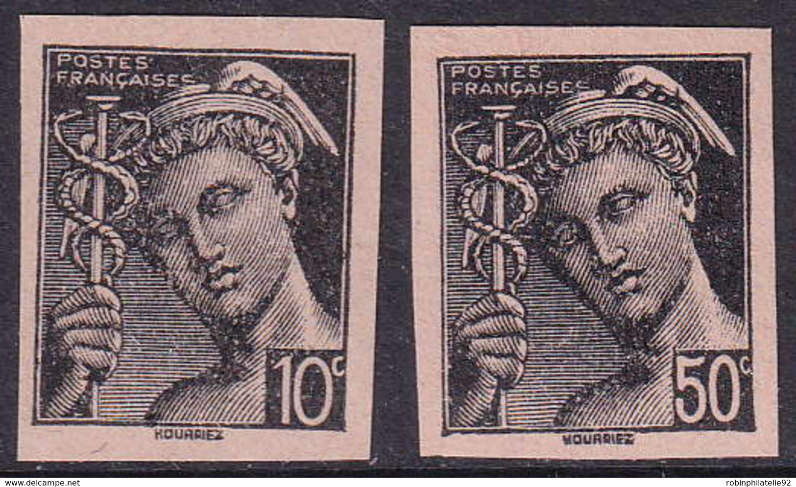 FRANCE  VARIETES N°546 Et 549 Mercure 2 Essais En Noir Qualité:(*) - 1938-42 Mercure