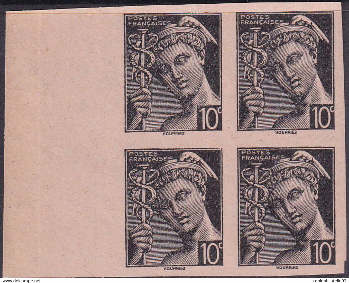 FRANCE  VARIETES N°546 10c Mercure Bloc De 4 Essais En Noir Qualité:(*) - 1938-42 Mercure