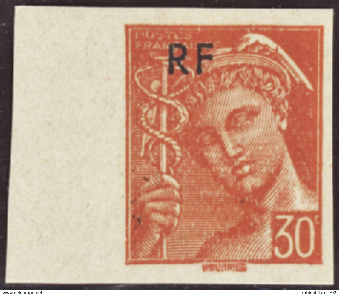 FRANCE  VARIETES N°658 30c Rouge Non Dentelé  Qualité:** Cote:250 - 1938-42 Mercure