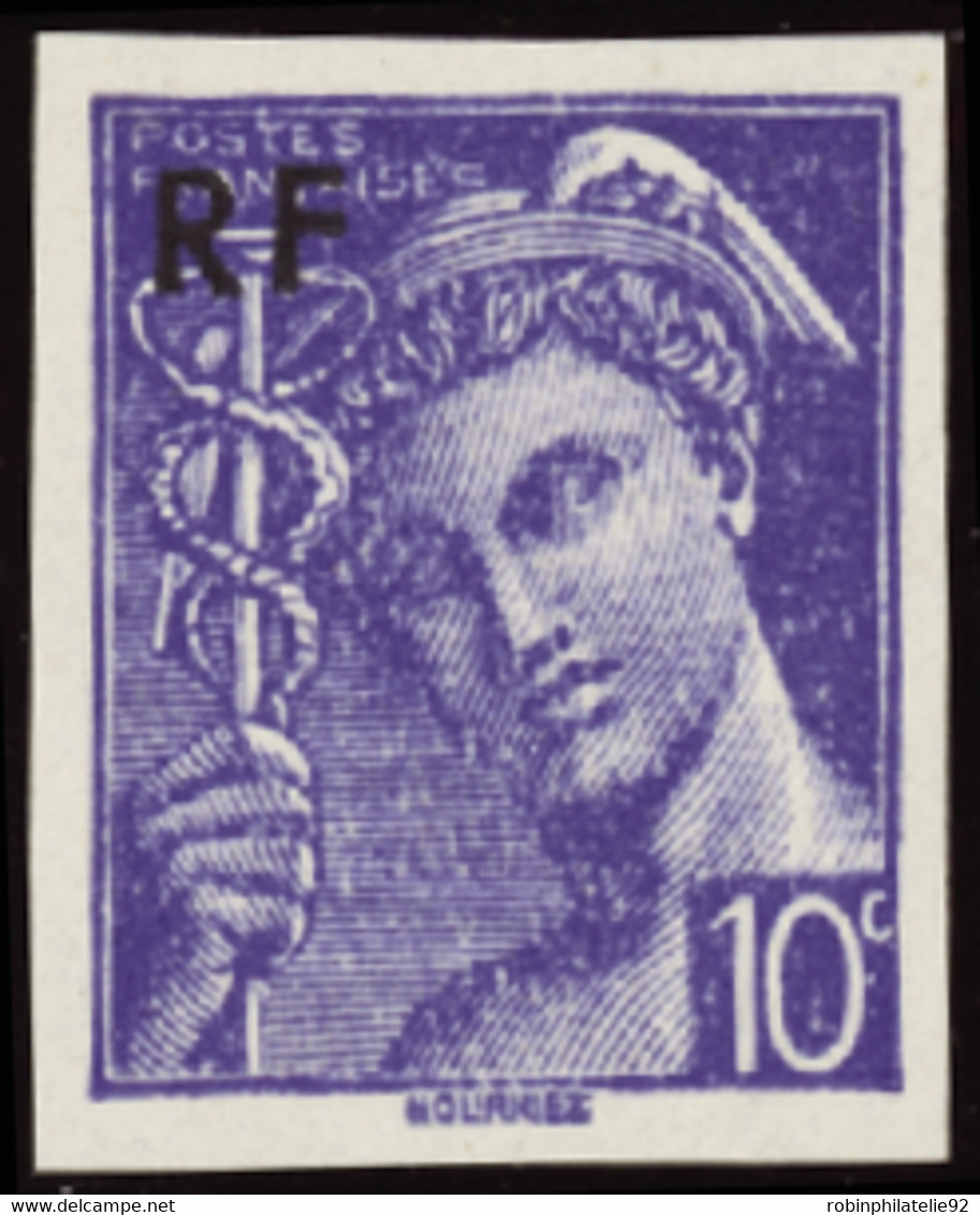 FRANCE  VARIETES N°657 10c Bleu Non Dentelé Qualité:** Cote:250 - 1938-42 Mercurius