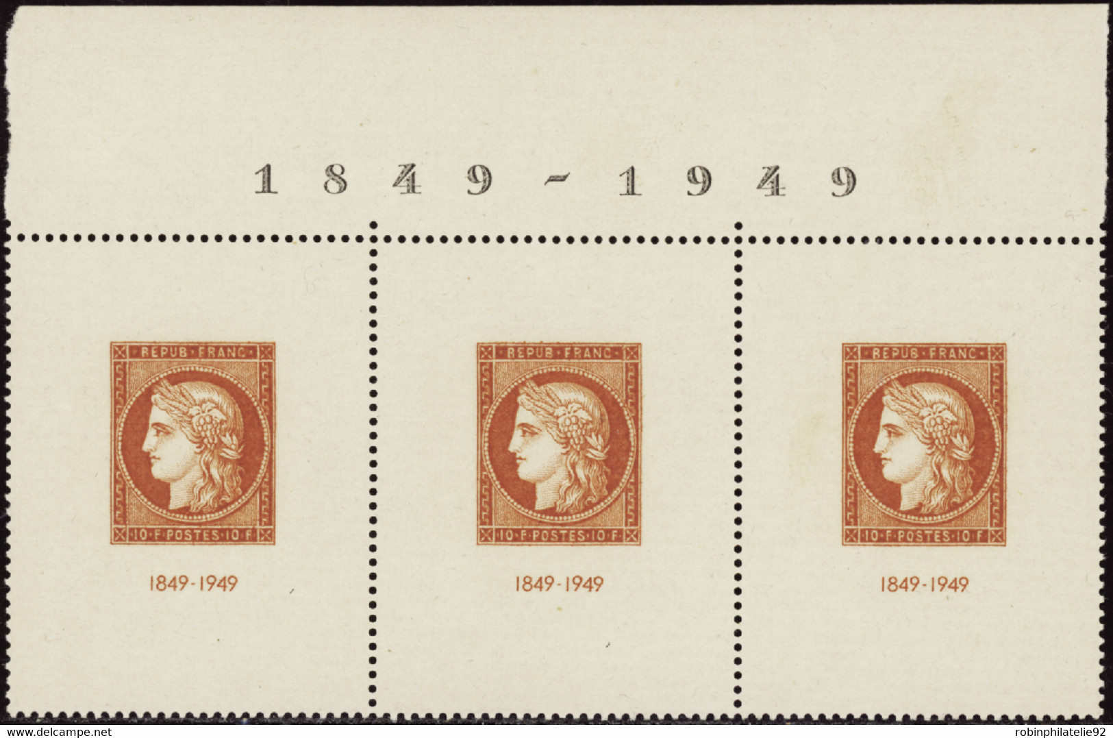 FRANCE  VARIETES N°841 B Bande De 3 Bdf 1849-1949 Qualité:** Cote:245 - Ungebraucht