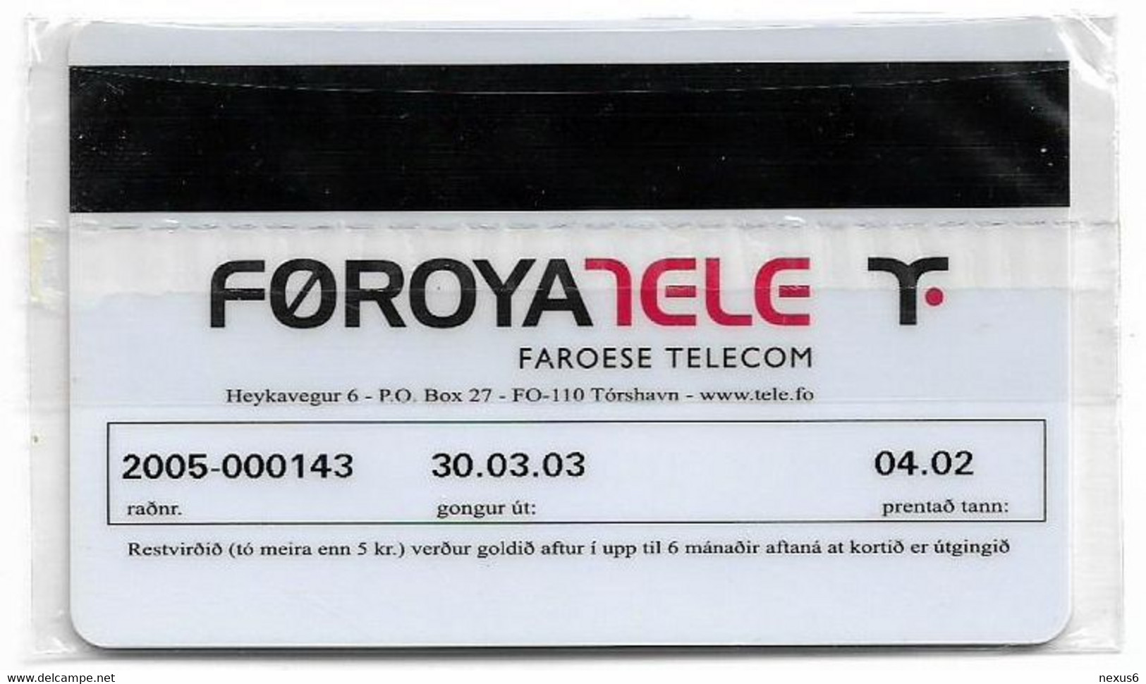 Faroe - Faroese Telecom (Magnetic) - Football Team - 04.2002, 50Kr. 3.000ex, NSB - Faroe Islands