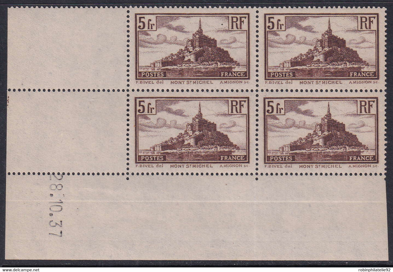 FRANCE  COINS DATES N°260 5f Mont St Michel 28-10-37  Qualité:** Cote:225 - Other & Unclassified