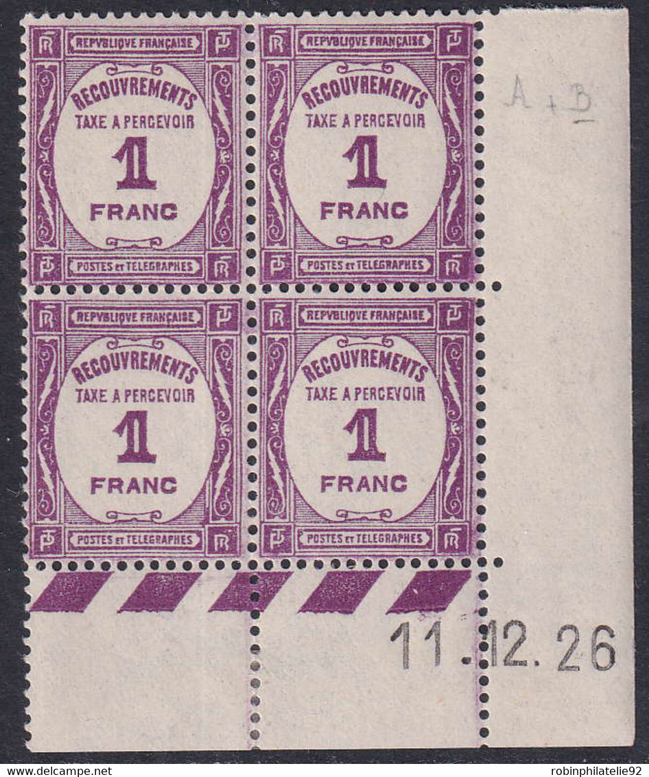 FRANCE  COINS DATES TAXES N°59 1f Lilas 11-12-26 Qualité:** Cote:175 - Other & Unclassified