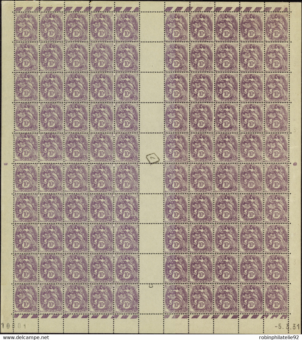 FRANCE  FEUILLES N°233 10c Blanc Feuille De 100 Timbres CD 5-3-31 Qualité:** Cote:800 - Feuilles Complètes