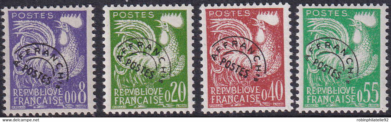 FRANCE  PREOBLITERES N°119 /122 Coq Gaulois 4 Valeurs  Qualité:** Cote:45 - 1953-1960
