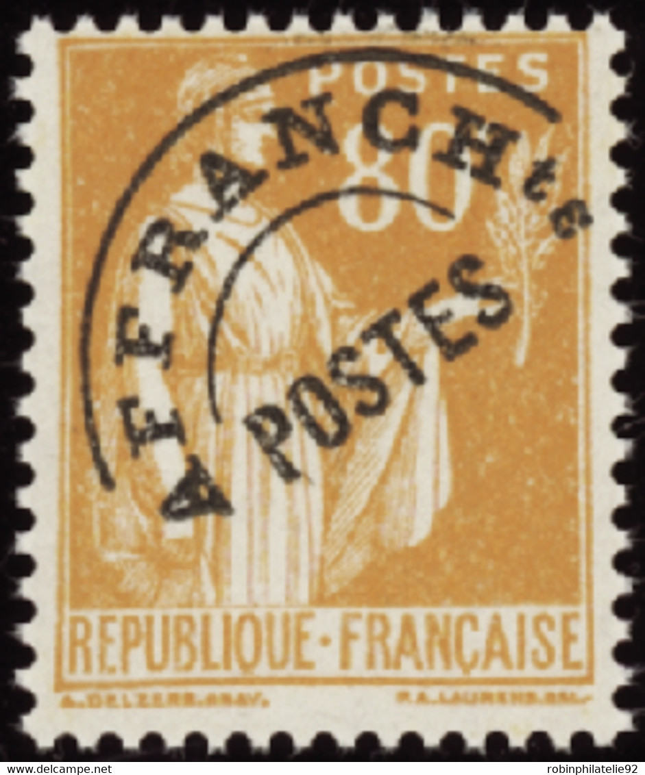 FRANCE  PREOBLITERES N°75 80c Paix Orange Qualité:** Cote:155 - Otros & Sin Clasificación