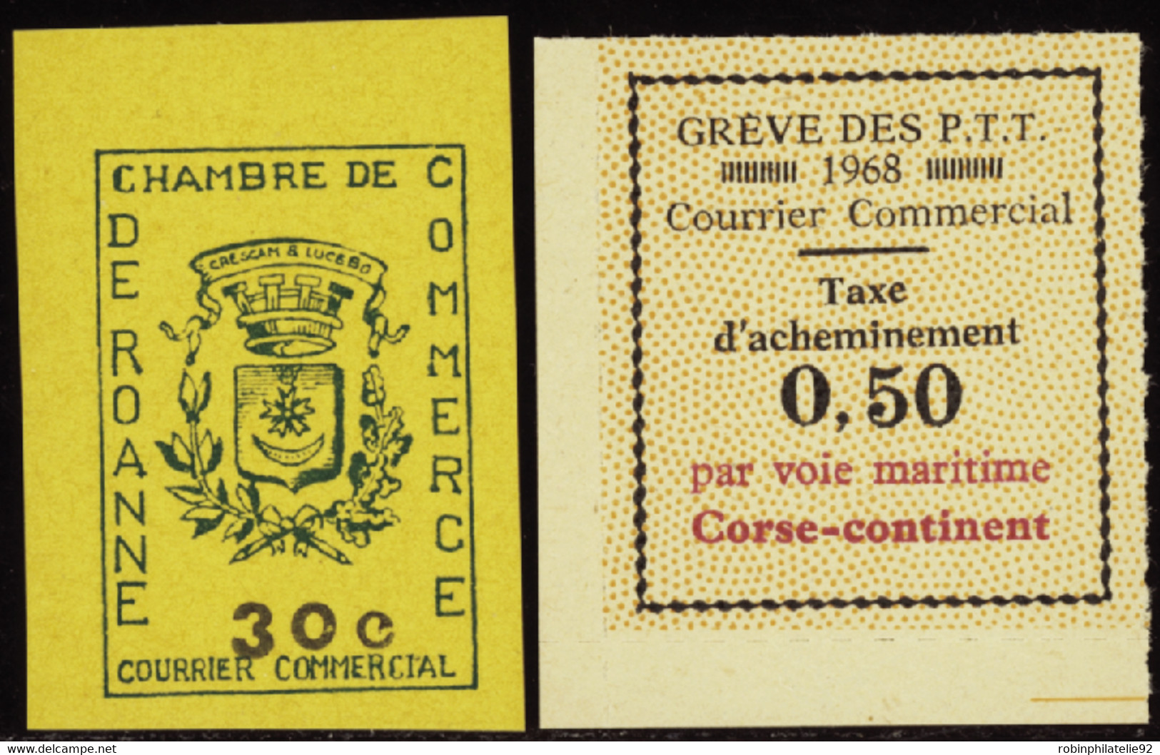 FRANCE  GREVE  1968 Roanne + Corse-continent 2 Valeurs  Qualité:** Cote:105 - Altri & Non Classificati