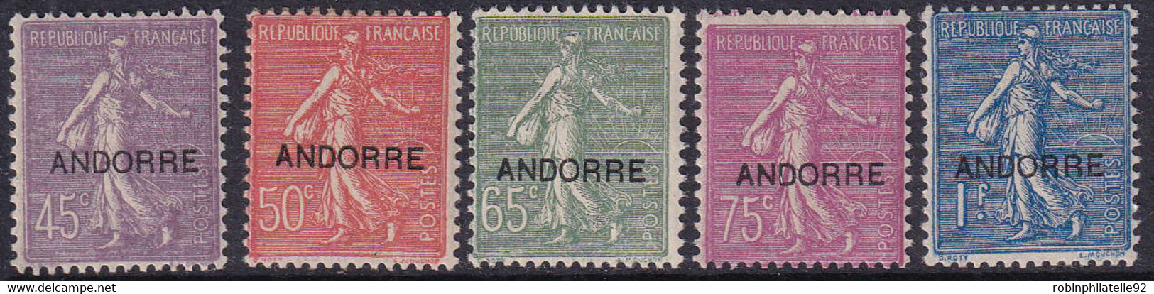 ANDORRE   N°14 /18 Semeuses Lignées 5 Valeurs  Qualité:** Cote:301 - Unused Stamps