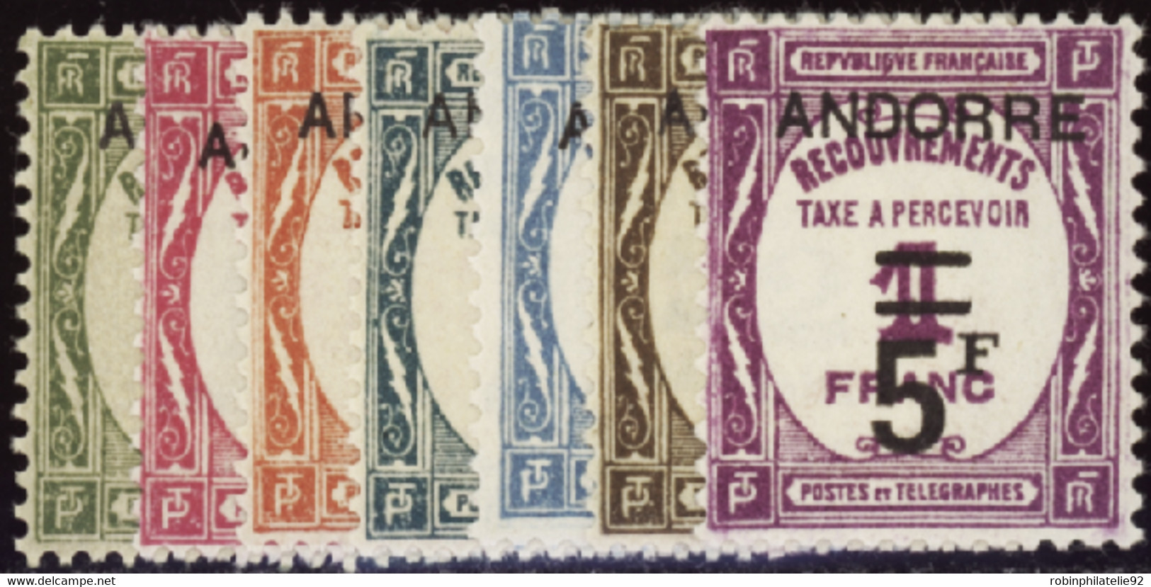 ANDORRE  TAXES N°9 /15 7 Valeurs Qualité:* Cote:625 - Unused Stamps