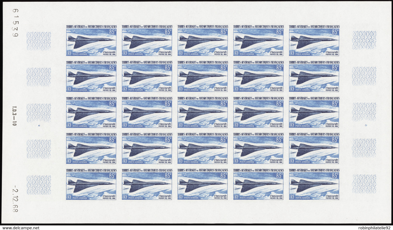 GRANDES SERIES   N°1969 Concorde 7 Valeurs Non Dentelées En Feuilles De 25 Timbres Qualité:** Cote:19125 - Unclassified