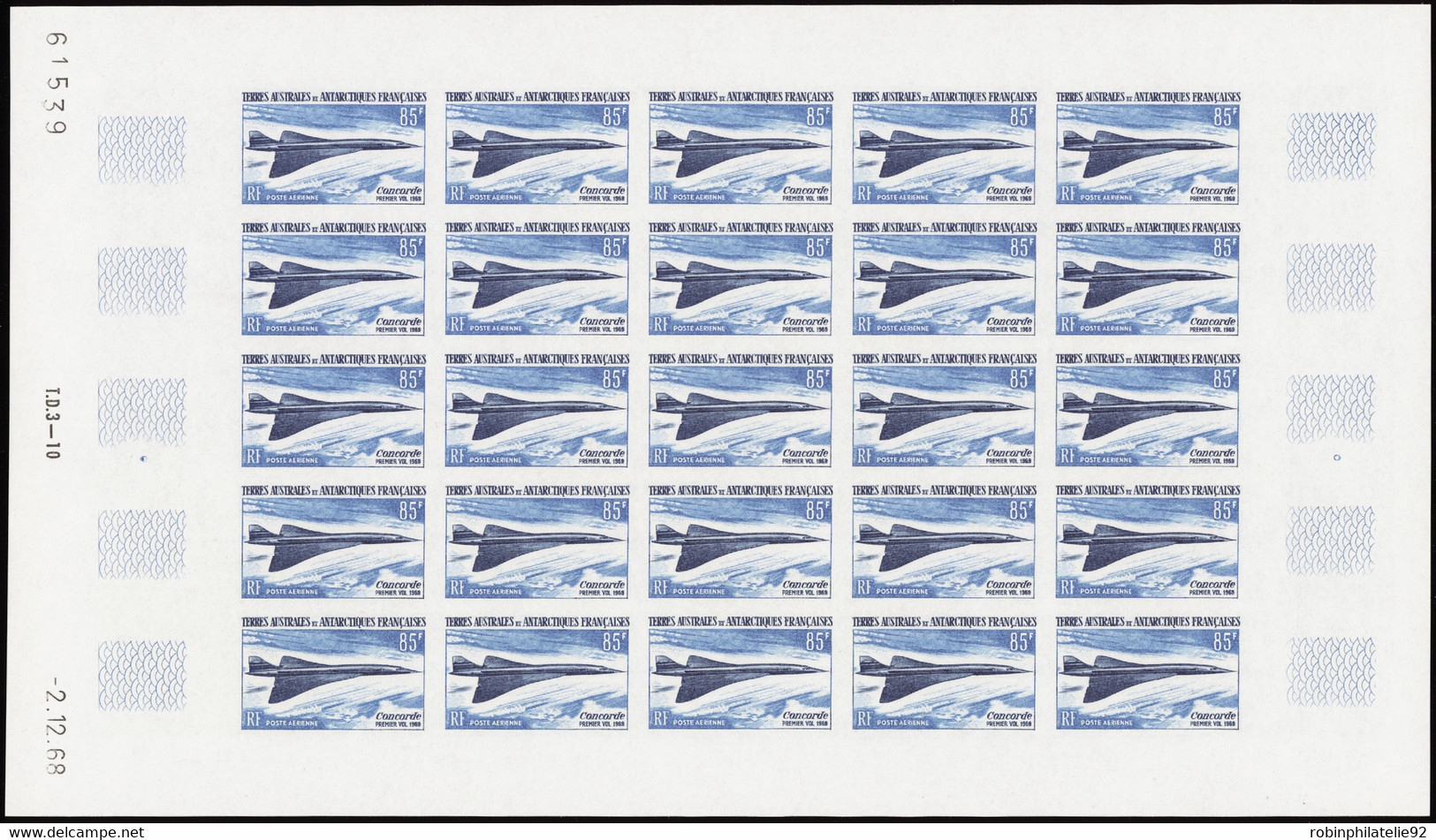 GRANDES SERIES   N°1969 Concorde 7 Valeurs Non Dentelées En Feuilles De 25 Timbres Qualité:** Cote:19125 - Non Classés
