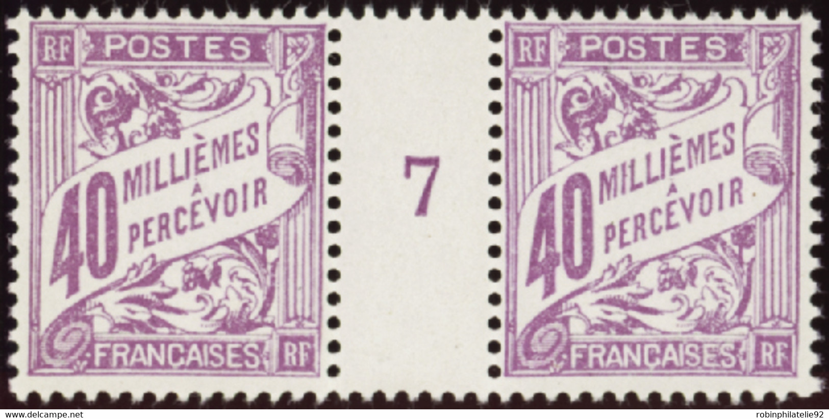 ALEXANDRIE  MILLESIMES TAXES N°13 40m Violet Millésime 7  Qualité:** Cote:300 - Unused Stamps