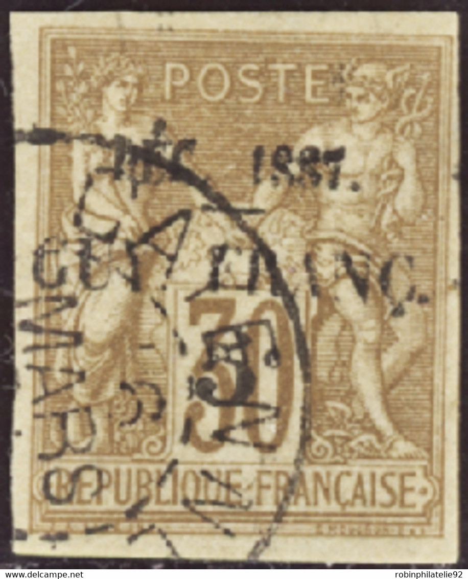 GUYANE   N°7 5c Sur 30c Brun TB Qualité:OBL Cote:1900 - Usados