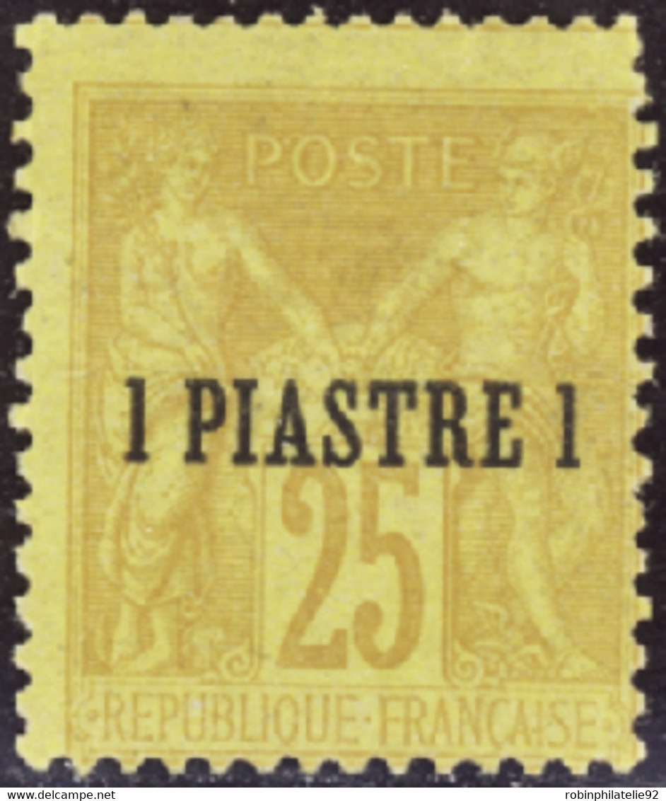 LEVANT   N°1 1 Piastre Sur 25c Jaune Qualité:* Cote:650 - Unused Stamps