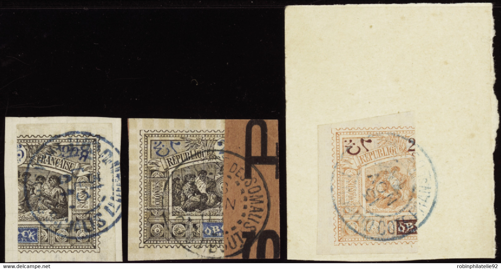 OBOCK   N°53 /54a/54b 3 Coupés Sur 3 Fragments  Qualité:OBL Cote:130 - Used Stamps