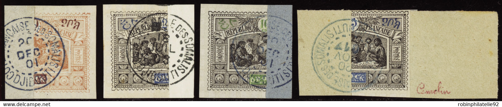 OBOCK   N°51 A/53a/54a/54b 4 Valeurs Coupés Sur Fragment  Qualité:OBL Cote:175 - Used Stamps